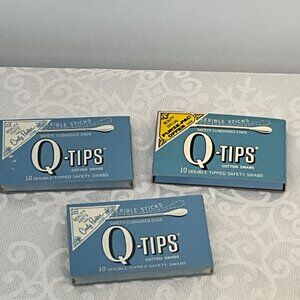 Vintage Q-Tips Cotton Swabs Flexible Sticks‎ Boxed 10 Double-Tipped Safety Swabs
